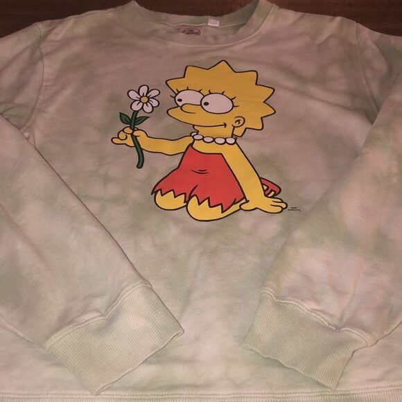Lisa Simpson TieDye Crew Sweatshirt Flower 🌸 Power Comfy and Cool 😎 - Picture 3 of 17